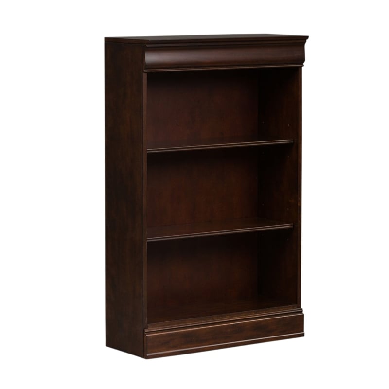 Pemberly Row Premium Stepped Bookcase Wall 4 Piece Set in Brown