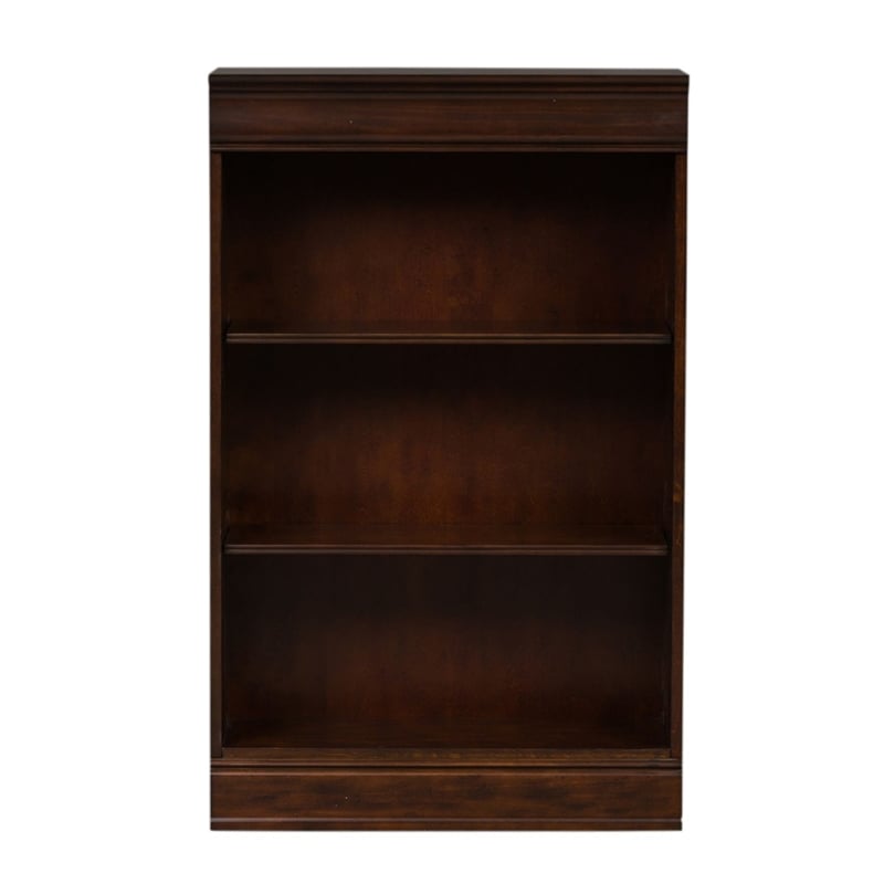 Pemberly Row Premium Stepped Bookcase Wall 4 Piece Set in Brown