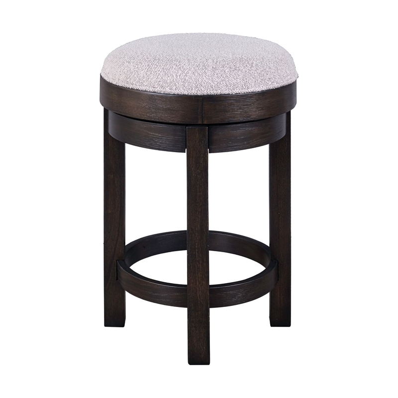 Pemberly Row Premium Upholstered Swivel Console Stool in Brown