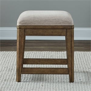 Pemberly Row Upholstered Upholstered Console Stool with Storage in Brown