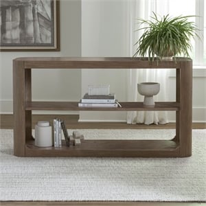 Pemberly Row Upholstered Sofa Console Table with Cushions in Brown