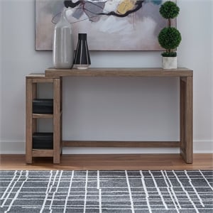 Pemberly Row Solid Wood Console Table with Shelf with Storage in Brown