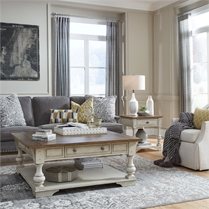Pemberly Row 3 Piece Set with Cocktail Table and 2 End Tables in White