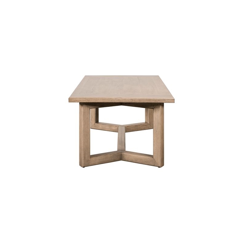 Pemberly Row Solid Wood Rectangular Cocktail Table with Drawer in Brown