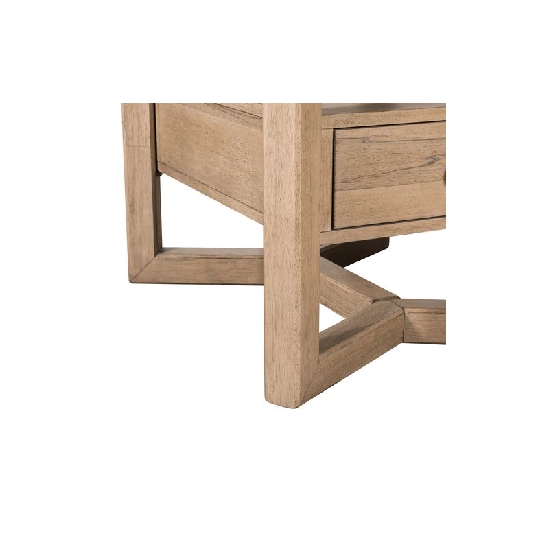 Pemberly Row Solid Wood Rectangular End Table with Shelf in Brown