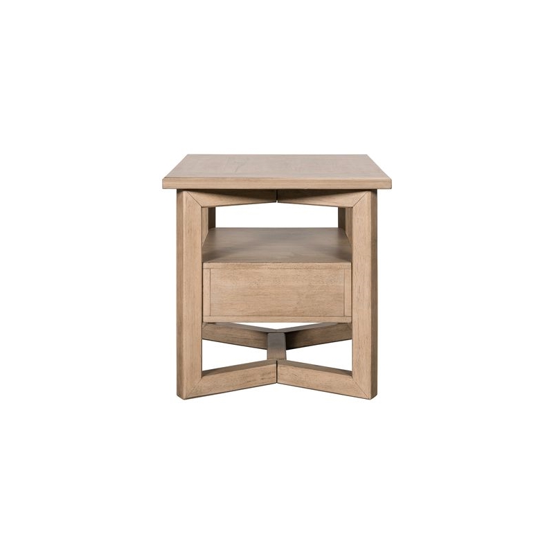 Pemberly Row Solid Wood Rectangular End Table with Shelf in Brown