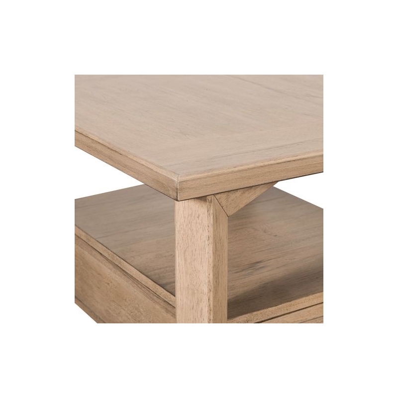 Pemberly Row Solid Wood Rectangular End Table with Shelf in Brown