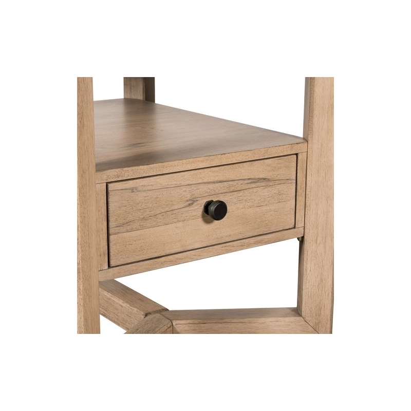 Pemberly Row Solid Wood Rectangular End Table with Shelf in Brown