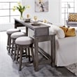 Pemberly Row 4 Piece Set with Console Table and 3 Stools in Gray