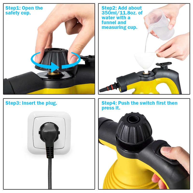 Pemberly Row Portable Household Steam Cleaner 1050W in Yellow