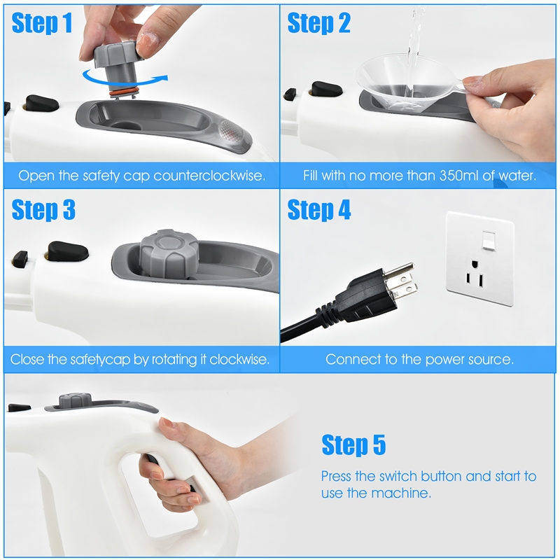 Pemberly Row 1400W Multipurpose Pressurized Steam Cleaner Mop in Gray