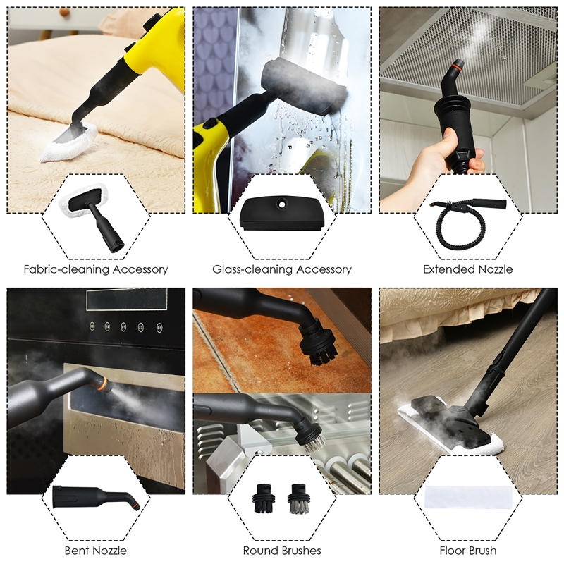 Pemberly Row 1400W Multipurpose Pressurized Steam Cleaner Mop in Yellow