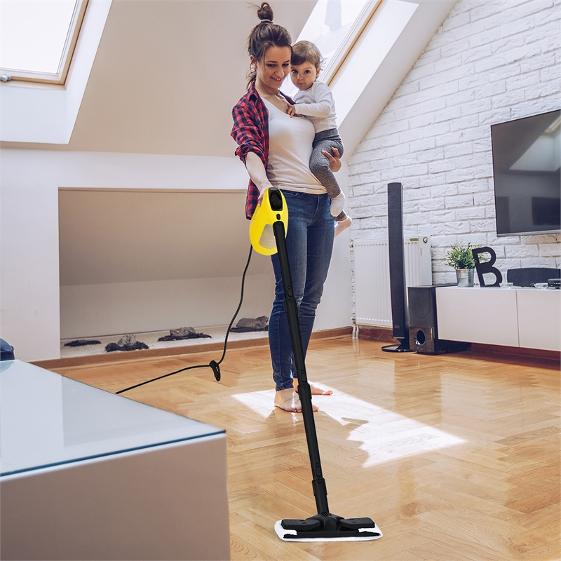 Pemberly Row 1400W Multipurpose Pressurized Steam Cleaner Mop in Yellow