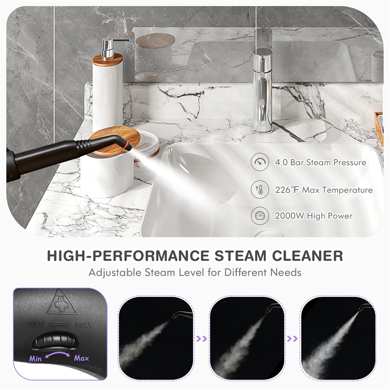 Pemberly Row 2000W Heavy Duty Steam Cleaner Mop Multipurpose in Purple