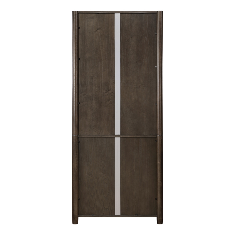 Pemberly Row 5-Shelf Bookcase with Storage in Burnt Ash with Solid Frame