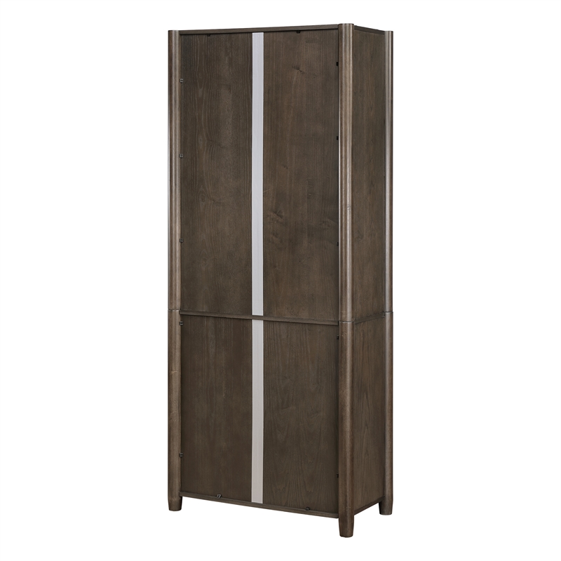 Pemberly Row 5-Shelf Bookcase with Storage in Burnt Ash with Solid Frame