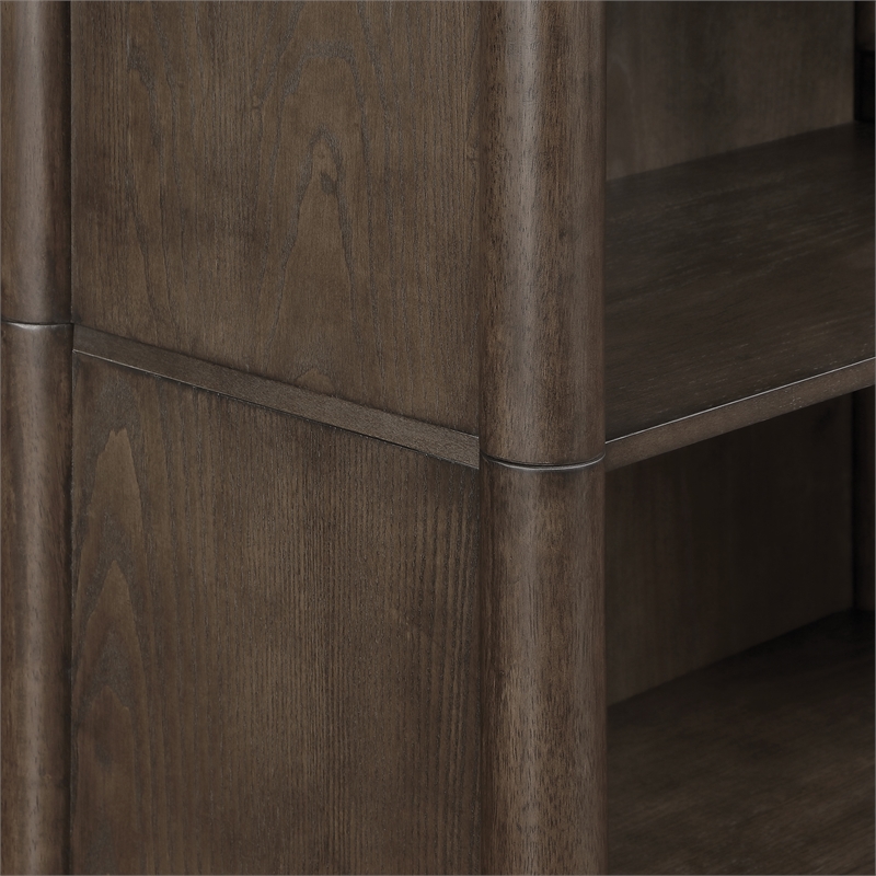 Pemberly Row 5-Shelf Bookcase with Storage in Burnt Ash with Solid Frame