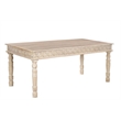 Pemberly Row Floral Carved Upholstered Solid Wood Mango 7 Pc Dining Set in White