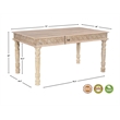 Pemberly Row Floral Carved Upholstered Solid Wood Mango 7 Pc Dining Set in White