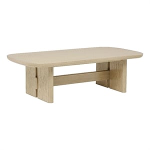 Pemberly Row Coastal Wood Rectangular Cocktail Coffee Table in Beige Oak