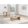 Pemberly Row 2-Piece Coastal Wood Coffee and End Table Set in Beige Oak