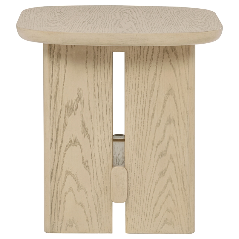 Pemberly Row 2-Piece Coastal Wood Coffee and End Table Set in Beige Oak