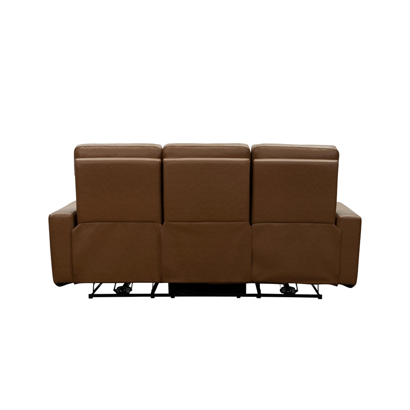 Pemberly Row Sofa with Power Recline Head Rests and Lumbar in Florida Saddle