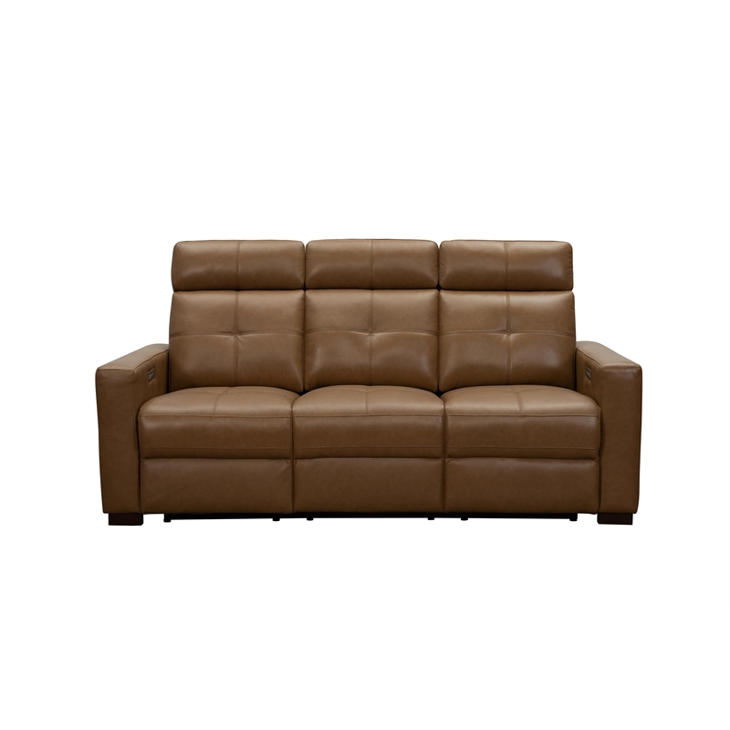 Pemberly Row Sofa with Power Recline Head Rests and Lumbar in Florida Saddle