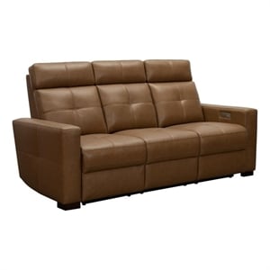 Pemberly Row Sofa with Power Recline Head Rests and Lumbar in Florida Saddle