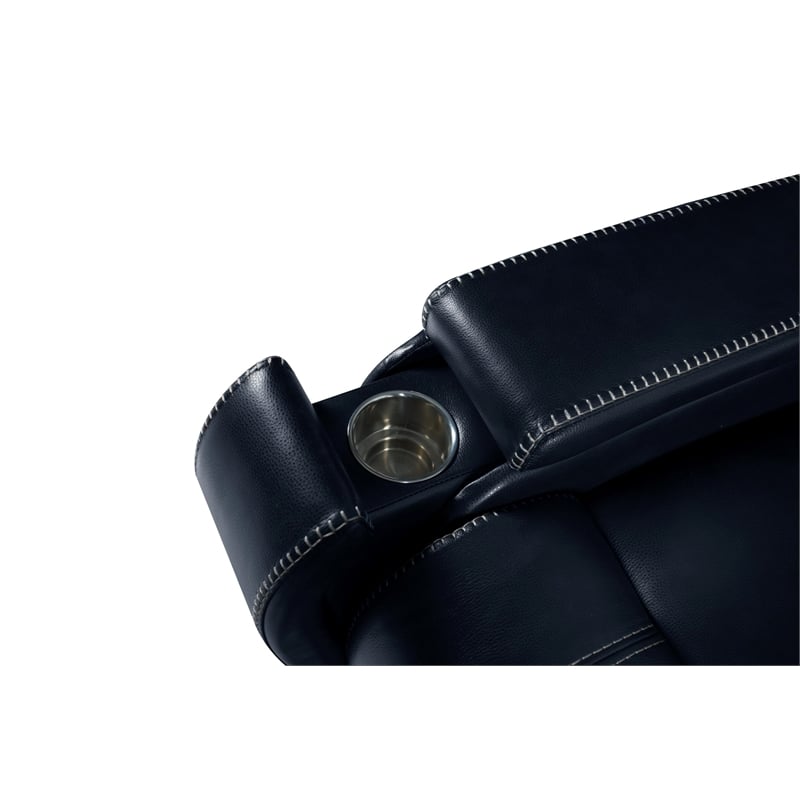 Pemberly Row Upholstered Sofa with Power Recliner in Rainer Ocean