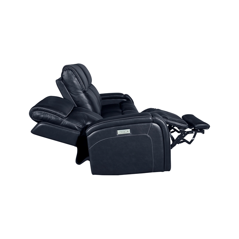 Pemberly Row Upholstered Sofa with Power Recliner in Rainer Ocean