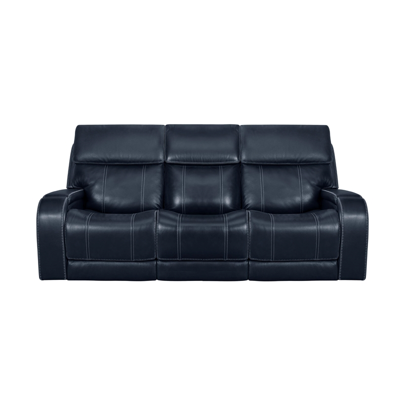 Pemberly Row Upholstered Sofa with Power Recliner in Rainer Ocean