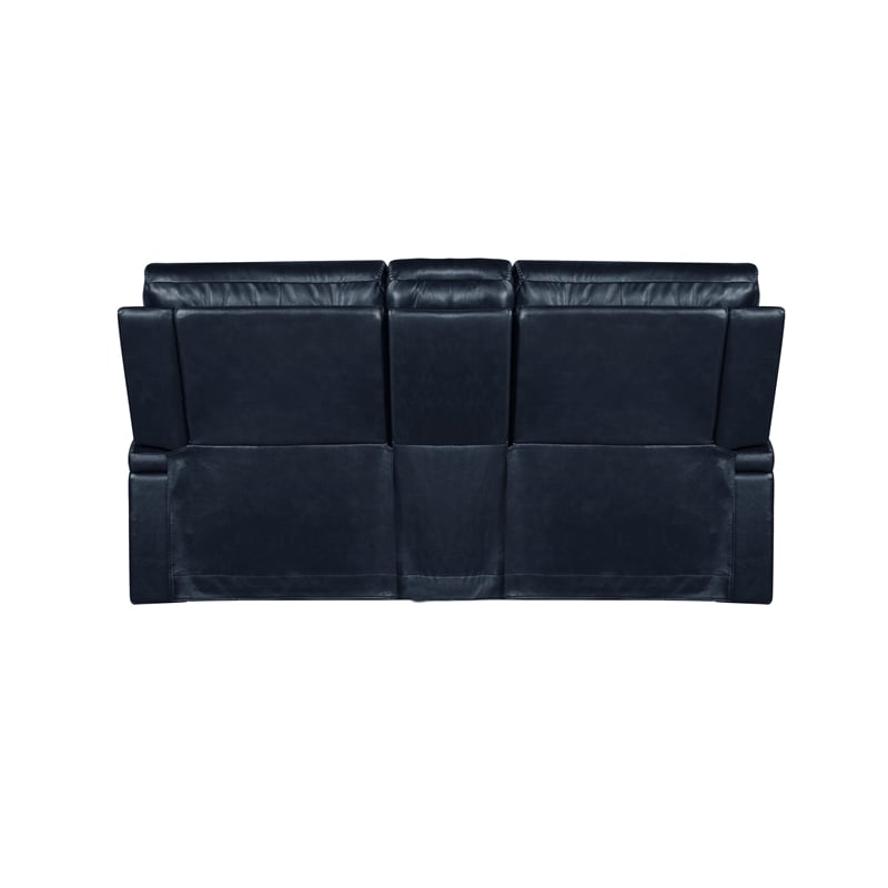 Pemberly Row Loveseat Console with Power Recliner in Rainer Ocean