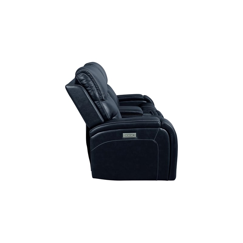 Pemberly Row Loveseat Console with Power Recliner in Rainer Ocean