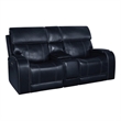 Pemberly Row Loveseat Console with Power Recliner in Rainer Ocean