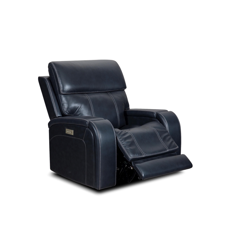 Pemberly Row Power Recliner with Storage in Rainer Ocean with Solid Frame