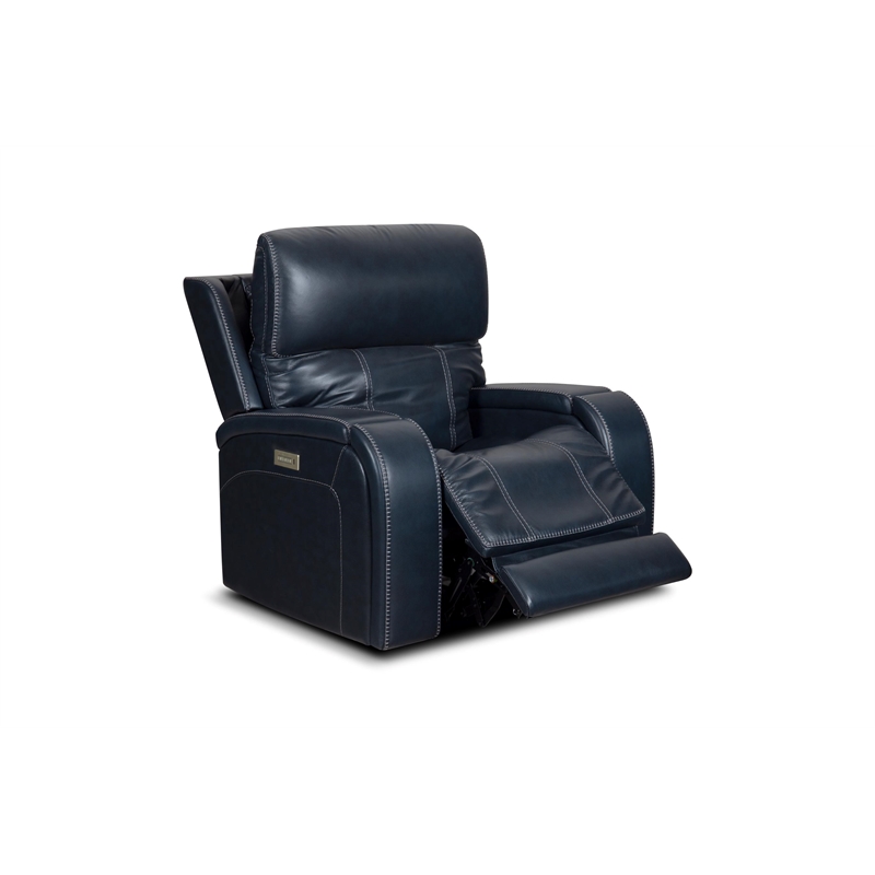 Pemberly Row Power Recliner with Storage in Rainer Ocean with Solid Frame