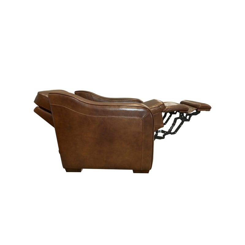 Pemberly Row Power Recliner with Storage in Lexington Cocoa with Solid Frame