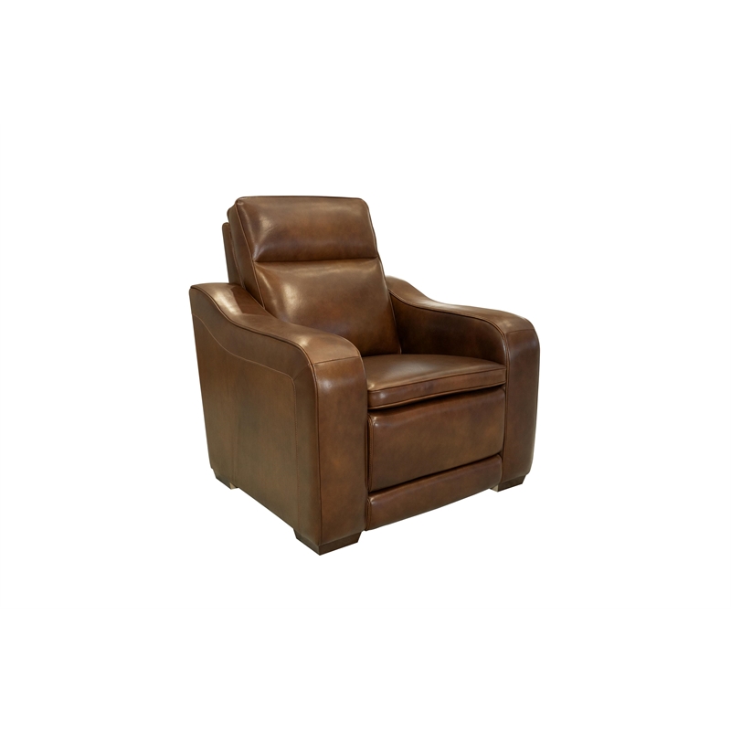 Pemberly Row Power Recliner with Storage in Lexington Cocoa with Solid Frame