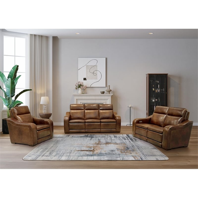 Pemberly Row Power Recliner with Storage in Lexington Cocoa with Solid Frame