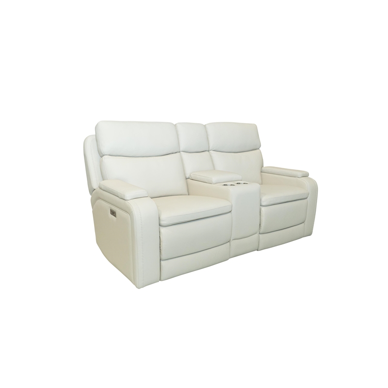 Pemberly Row Console Loveseat Recliner with 2 Cupholders in Kobi Almond
