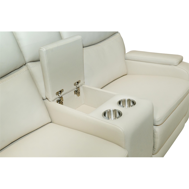 Pemberly Row Console Loveseat Recliner with 2 Cupholders in Kobi Almond