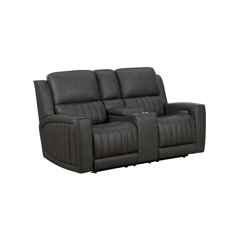 Pemberly Row Zero Gravity Power Reclining Loveseat in Dark Gray