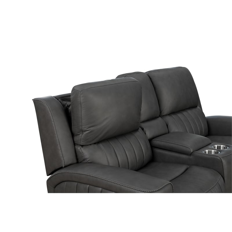 Pemberly Row Zero Gravity Power Reclining Loveseat in Dark Gray