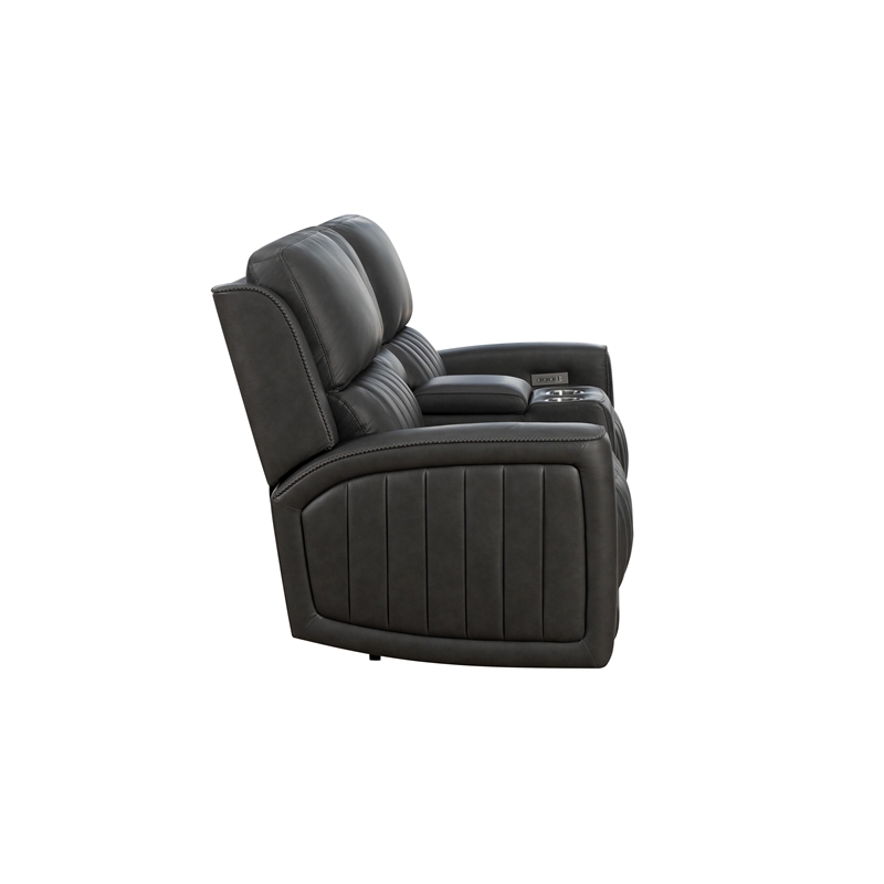 Pemberly Row Zero Gravity Power Reclining Loveseat in Dark Gray