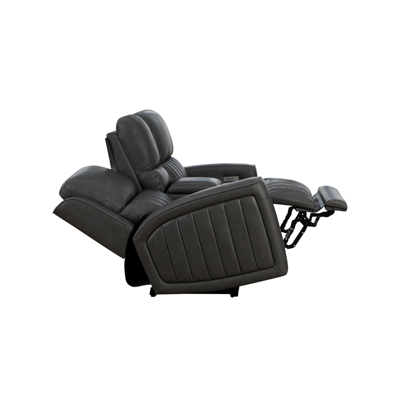 Pemberly Row Zero Gravity Power Reclining Loveseat in Dark Gray
