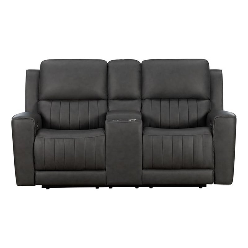 Pemberly Row Zero Gravity Power Reclining Loveseat in Dark Gray