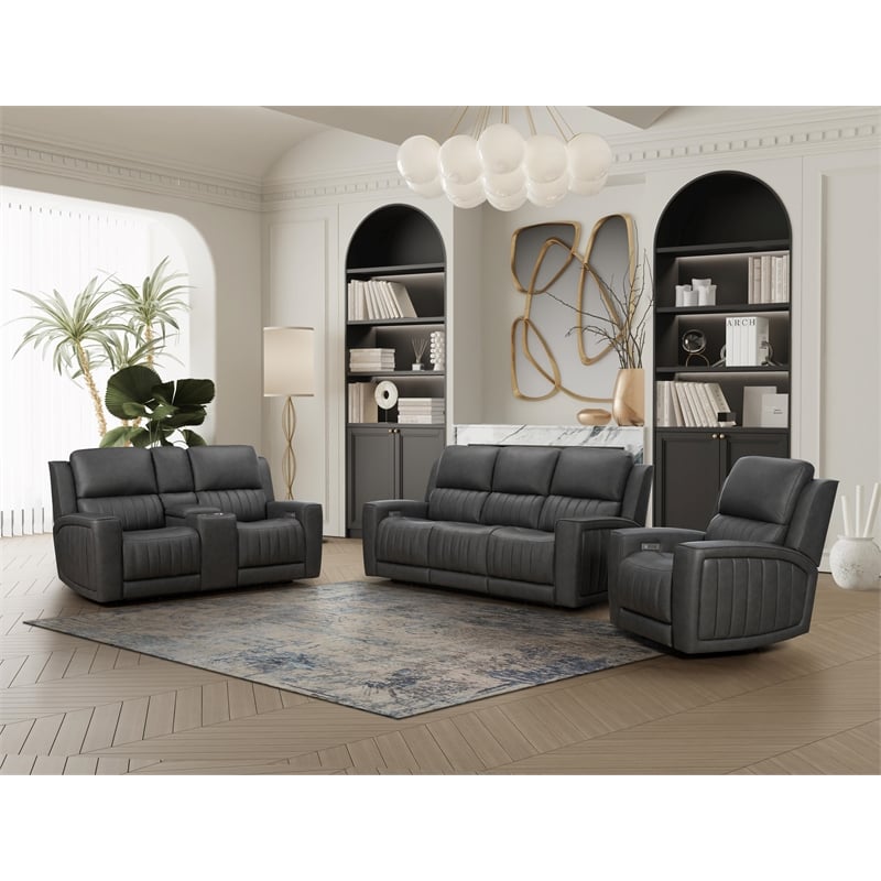 Pemberly Row Premium Zero Gravity Power Recliner in Dark Gray