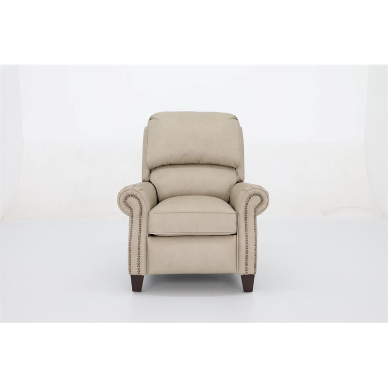 Pemberly Row Premium Push Thru The Arms Recliner in Cashmere Stone