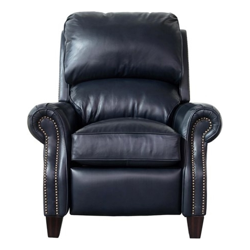 Pemberly Row Premium Push Thru The Arms Recliner in Shoreham Blue